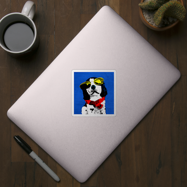 FUNNY DOG POP ART BLUE RED by NYWA-ART-PROJECT